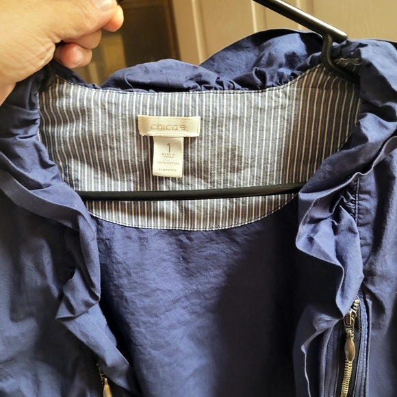 Chico's Navy Ruffled Jacket - Picture 2 of 3